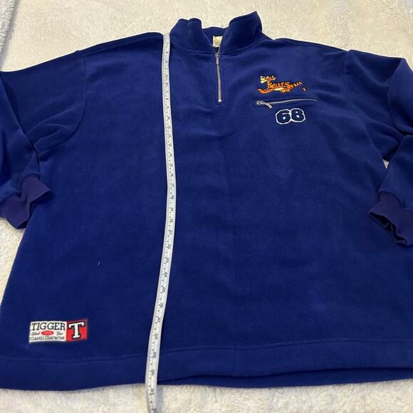Disney Tiger Embroidered Unisex Fleece Jacket Blue XL Quarter Zip Long Sleeve - Picture 3 of 7